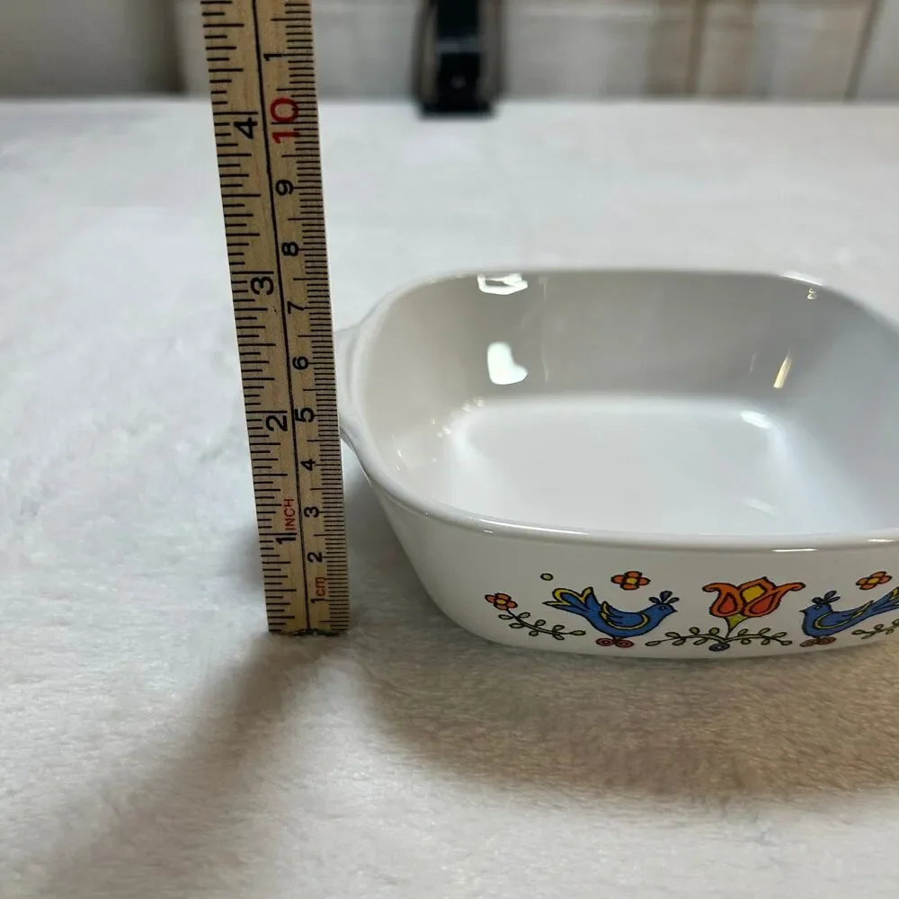 Vintage Corning Country Festival Casserole Dish 1975 Square Baking Dish 5x5